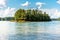 People swimming and speed boating in Lake Lanier