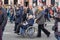 people take part in a festive patriotic procession on Victory Day on May 9, 2022 St. Petersburg, Russia