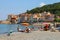 People taking a sunbath on the coast of the Tyrrhenian Sea, Elba