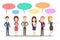 People talk using speech bubble. Group of business people