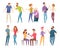 People talking. Conversation crowd communication characters persons group vector illustrations