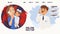 People talking, mom consult online doctor vector illustration. Worried woman hold child with fever and tell symptom