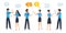 People talking and thinking, group chat communication with colorful dialogue speech bubbles, businessmen discuss social network