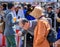 People tasting Sake at a local brewery in Kyoto, Japan