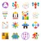 People team icons vector abstract group set teamwork union business badge network teammate partnership teamwork