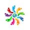 People team work together union colorful people healthy people circle symbol work together nine people logo