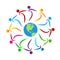 People team work together union multi color people work together logo with tie,business people logo with globe