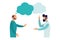 People with thoughts on a white background. Communication concept. Flat people chatting  dialogue illustration