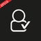 People tick icon. Line vector illustration on black background