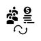 people to money converter glyph icon vector illustration