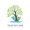 People together family tree water wave icon logo template.