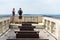 People on top of Colonnade Reistna classicist gloriette in Lednice Valtice cultural landscape area, UNESCO heritage site