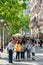 People and tourists walking on one of the most important avenues in downtown Barcelona city