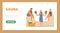 People in towels relaxation at hot sauna or steam banya a vector web banner.