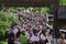 People in traditional national costume - landmark attraction in Maramures, Romania