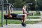 People training on the outdoor gym