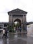 People transiting in the city of San Antonio de Padua on a rainy day