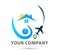 People travel airplane icon home union new trendy high quality professional logo