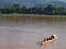 People travelling to work on normal daily lifestyle in transport boat at MEKONG river bank of LUANG PRABANG