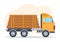 People Tree Cutting and Timber with Truck, Chainsaw Wooden and Tools Logging in the Forest on Flat Cartoon Hand Drawn Illustration