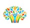 People tree icon with colorful leaves.