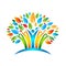 People tree icon with colorful leaves.