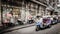 People and tuktuk taxi with background classic door in Yaowarat road,Bangkok capital city,Thailand.