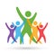 People union team work wellness success group happiness group work hands up crowd of people logo icon