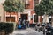 People unloading luggage from a taxi in front of a hotel in Seville, Andalusia, Spain