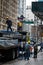 People Unloading Truck with Scaffolds on 5th Avenue, New York