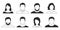 People user avatar outline icon. Man and woman face, head collection. Male and female character. Anonymous persons. Vector.