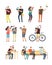 People using cellphone, mobile internet and smartphone addiction vector concept. Cartoon vector characters