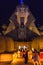 People using the Sphinx entrance of a famous hotel in Las Vegas