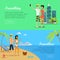 People on Vacation Conceptual Flat Vector Banners
