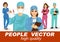 People vector with doctors, surgeons and nurses