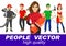 People vector with various characters