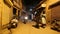 People and vehicles passing down the street in Jodhpur in night time.