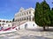 People visit   church of Virgin Mary, Tinos island