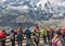 People visit observation platform of Grossglockner Pasterze Glacier in Austria.