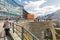 People visit observation platform of Grossglockner Pasterze Glacier in Austria.