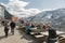 People visit observation platform of Grossglockner Pasterze Glacier in Austria.