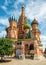 People visit the old St Basil`s Cathedral on Red Square in Moscow, Russia. It is a famous tourist attraction of Moscow