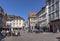 people visit the pedestrian zone of the scenic medieval village of Wertheim i Bavaria