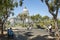 People visit the playground for children in front of the town hall in San Francisco. Adults without children are not allowed to