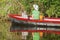 People visit Tortuguero National Park by boat in Tortuguero, Costa Rica.