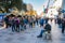 People visiting Christmas Market and Shops in Cardiff City