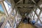 People visiting an exhition. Interior view of Tower Bridge upper deck