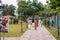 People visiting Lake View Bird Park in Islamabad, Pakistan