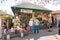 People visiting outdoor market with gifts shop in the center of Niagara-on-the-Lake, Canada