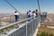 People visiting viewpoint with skywalk at Garzweiler brown-coal mine Germany